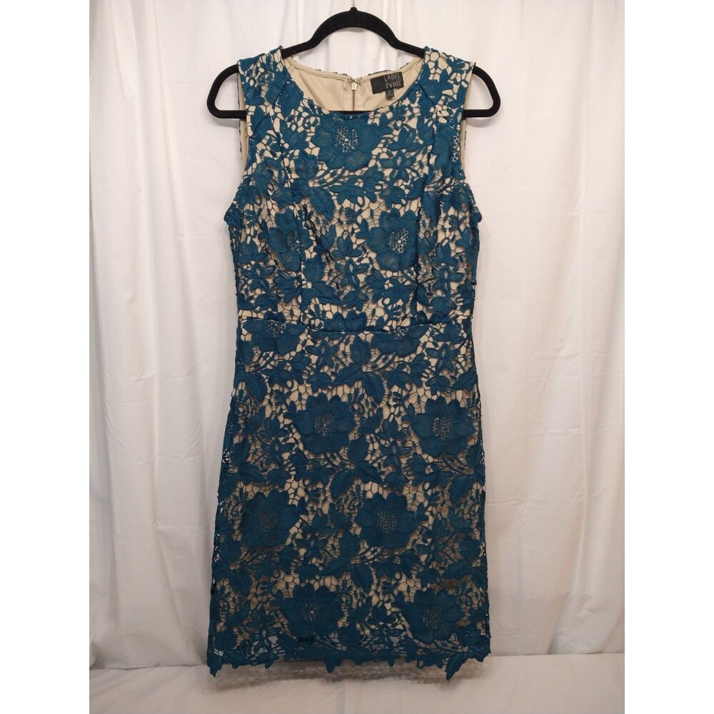 Label By Five Twelve Size 10 Green Crochet Lined Sleeveless Holiday Party Dress